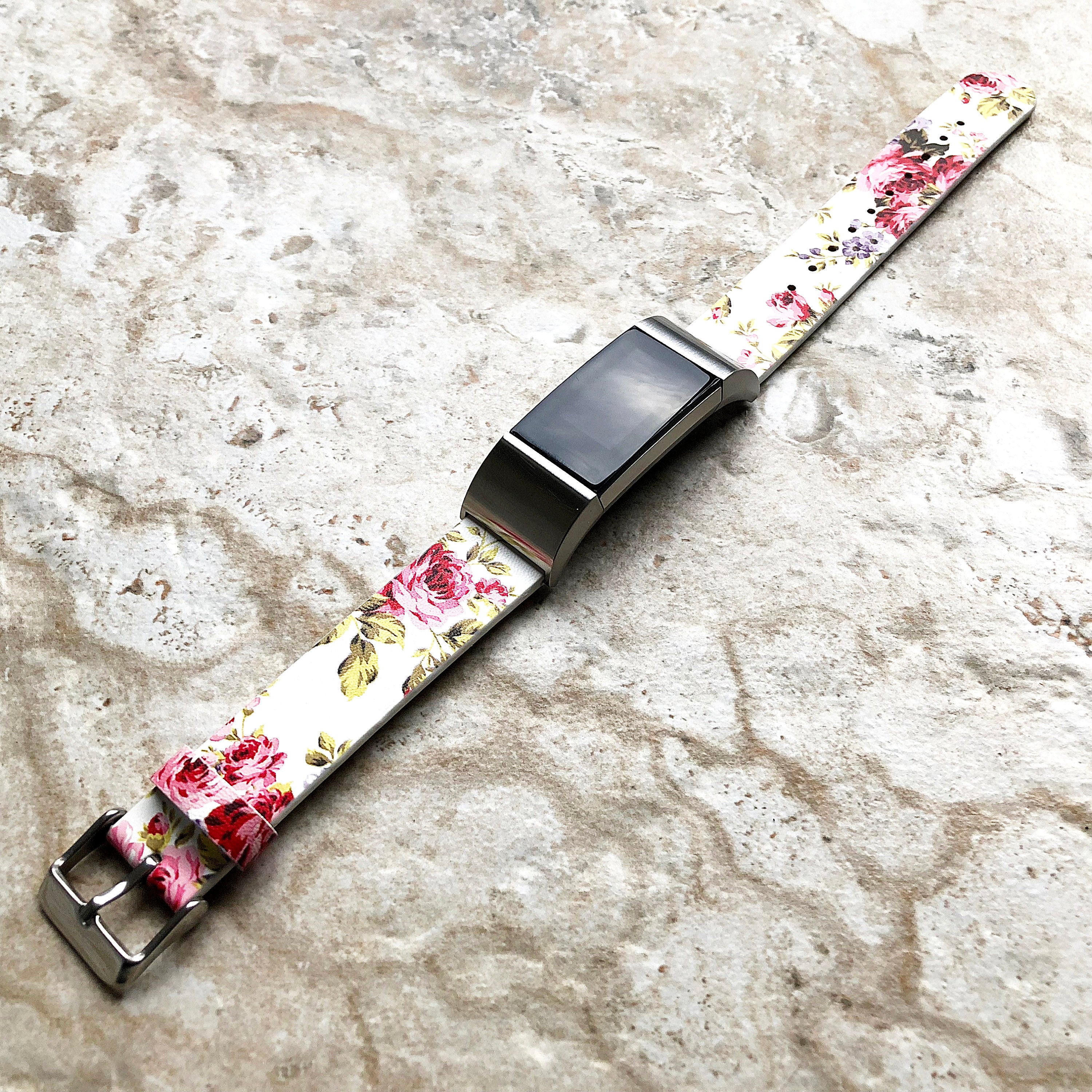 Fitbit Charge 2 FL-3-CH2 Soft Leather Band Strap Compatible with Fitness Tracker Replacement Wristband Bracelet w Adapters Quick Release